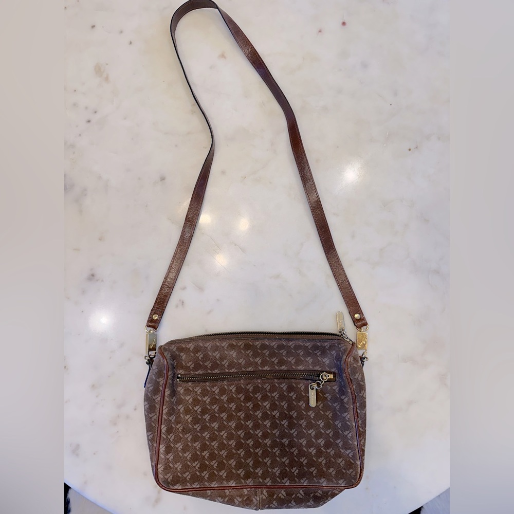 Vintage RARE Brown Suede Ferragamo F Logo Bag